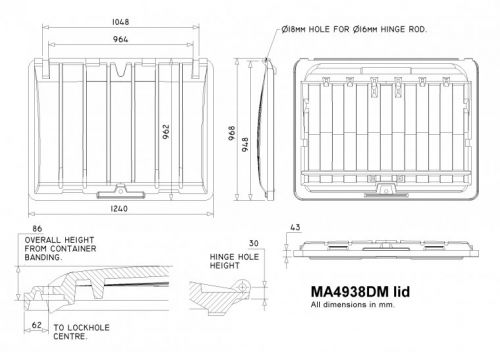 MA4938 1100 Litre Trade Waste Container lid