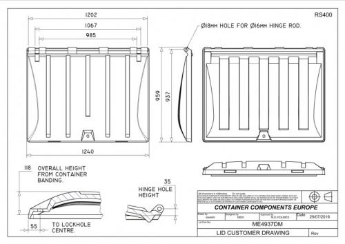 ME4937 1100 Litre Trade Waste Container lid