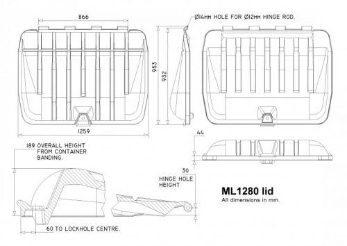 ML1280 1280 Litre Trade Waste Container lid